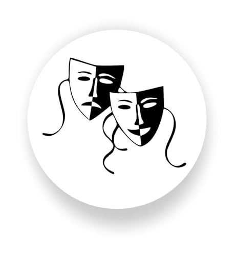 Aufkleber Theater Masken Drama 2cm rund 32-Sticker Briefumschlag Siegel Post THEATER MASKS DRAMA R1089 von Perfect Sticker