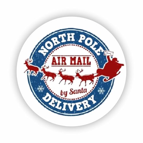 2cmØ 32-Stück! Aufkleber Sticker Briefumschlag-Siegel Post rund NORTH POLE DELIVERY CHRISTMAS NORDPOL LIEFERUNG WEIHNACHTEN R1358 von Perfect Sticker