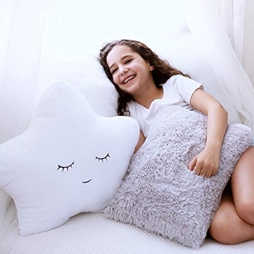 Set mit 2 dekorativen Kissen für Mädchen Jungen Kleinkind Kinderzimmer Sternkissen flauschig weiß Bestickt und pelzig grau Kunstfell Kissen Weiche Plüsch Mädchen Kissen Wurfkissen für Kinder Teenager Set mit 2 dekorativen Kissen für Mädchen Jungen Kleinkind Kinderzimmer Sternkissen flauschig weiß Bestickt und pelzig grau Kunstfell Kissen Weiche Plüsch Mädchen Kissen Wurfkissen für Kinder Teenager von Perfectto Design