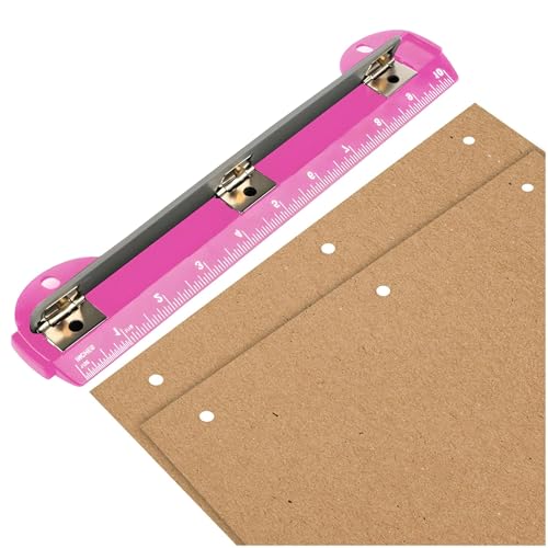 Performore Tragbarer Papierstanzer mit 3 Löchern, mit integriertem 25,4 cm Lineal, 5 Blatt Kapazität, Briefgröße für 3-Ringbücher von Performore