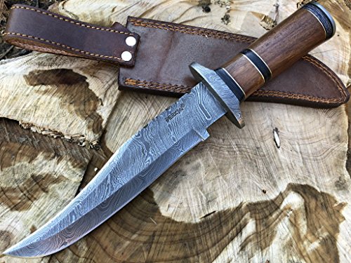 Perkin Knives Damast Jagdmesser mit Lederscheide - Bowie messer Perkin Knives Damast Jagdmesser mit Lederscheide - Bowie messer von Perkin
