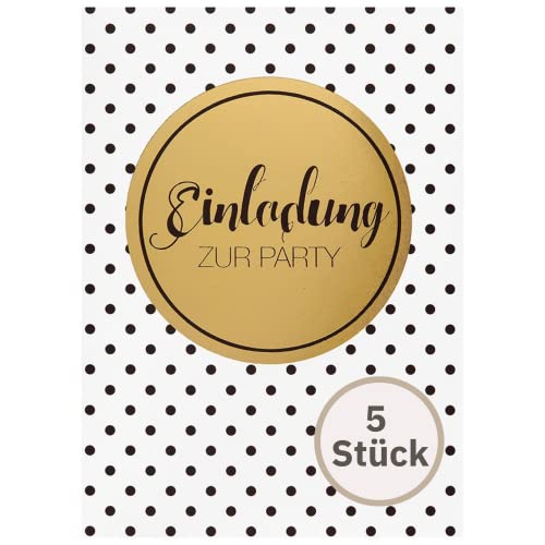 Perleberg 5 Stk Allgemeine Einladungskarten Party mit Punkten - Einladung zur Feier Geburtstag Hochzeit Weihnachten - Einladungskarten in 10,5 x 14,5 cm mit Umschlag - Kinder & Erwachsene von Perleberg