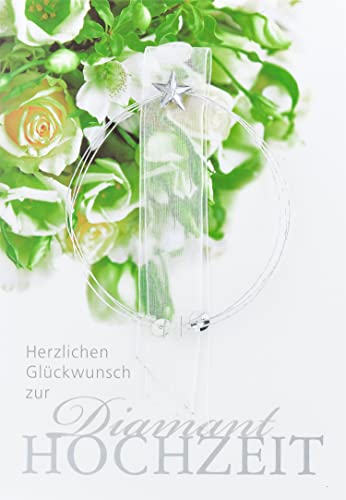 Perleberg Diamanthochzeitskarte mit Rosenmotiv & Drathdesign - Lifestyle-Collection - Karte zur Diamant-Hochzeit in Premium Qualität - Liebevolles Geschenk zur Hochzeit mit Umschlag - 11,6 x 16,6 cm Perleberg Diamanthochzeitskarte mit Rosenmotiv & Drathdesign - Lifestyle-Collection - Karte zur Diamant-Hochzeit in Premium Qualität - Liebevolles Geschenk zur Hochzeit mit Umschlag - 11,6 x 16,6 cm von Perleberg