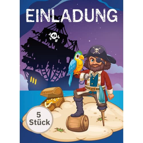 Perleberg Einladungskarte Geburtstag 5 Stück - hochwertige Geburtstagseinladung mit abenteuerlichen Piraten-Motiv- Einladungskarten Kindergeburtstag Jungen 10,5 x 14,5 cm Perleberg Einladungskarte Geburtstag 5 Stück - hochwertige Geburtstagseinladung mit abenteuerlichen Piraten-Motiv- Einladungskarten Kindergeburtstag Jungen 10,5 x 14,5 cm von Perleberg