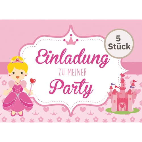 Perleberg Einladungskarte Geburtstag mit Umschlag in weiss - hochwertige Geburtstagseinladung mit Prinzessinnen-Motiv 5 Stück - Kindergeburtstag Einladungskarten Mädchen 10,5 x 14,5 cm Perleberg Einladungskarte Geburtstag mit Umschlag in weiss - hochwertige Geburtstagseinladung mit Prinzessinnen-Motiv 5 Stück - Kindergeburtstag Einladungskarten Mädchen 10,5 x 14,5 cm von Perleberg