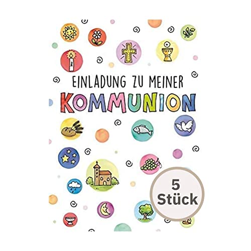 Perleberg Einladungskarte Kommunion in Premium-Qualität 5 Stück - edle Einladung zur Kommunion inkl Umschlag - schicke Kommunion Einladungskarten Mädchen & Jungen mit Symbolen 10,5 x 14,5 cm Perleberg Einladungskarte Kommunion in Premium-Qualität 5 Stück - edle Einladung zur Kommunion inkl Umschlag - schicke Kommunion Einladungskarten Mädchen & Jungen mit Symbolen 10,5 x 14,5 cm von Perleberg