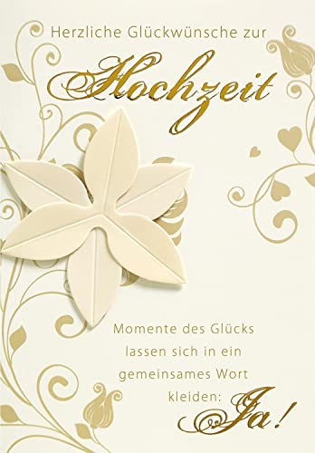 Perleberg Hochzeitskarte mit Blumenmotiv & Kristallsticker - Lifestyle-Collection - Karte zur Hochzeit in Premium Qualität - Liebevolles Geschenk zur Hochzeit mit Umschlag - 11,6 x 16,6 cm von Perleberg