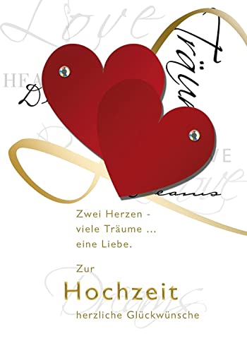 Perleberg Hochzeitskarte mit Herzmotiv & Kristallsticker - Lifestyle-Collection - Karte zur Hochzeit in Premium Qualität - Geschenk zur Hochzeit mit Umschlag - 11,6 x 16,6 cm Perleberg Hochzeitskarte mit Herzmotiv & Kristallsticker - Lifestyle-Collection - Karte zur Hochzeit in Premium Qualität - Geschenk zur Hochzeit mit Umschlag - 11,6 x 16,6 cm von Perleberg