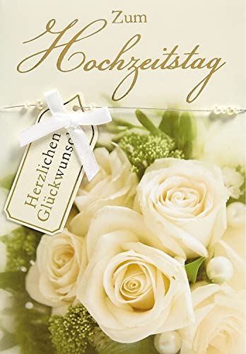 Perleberg Hochzeitskarte mit Rosenmotiv & Text - Lifestyle-Collection - Karte zur Hochzeit in Premium Qualität - Liebevolles Geschenk zur Hochzeit mit Umschlag - 11,6 x 16,6 cm von Perleberg