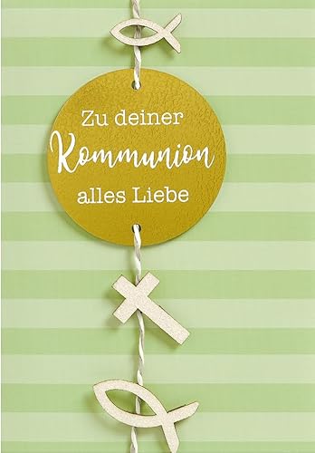 Perleberg Kommunionkarte mit weißem Umschlag 11,6 x 16,6 cm - Hochwertige Glückwunschkarte zur Kommunion - Band Holzfiguren - Karte zur Kommunion Mädchen & Jungen - Ideal für Geldgeschenke, 7120020-2, Grün Perleberg Kommunionkarte mit weißem Umschlag 11,6 x 16,6 cm - Hochwertige Glückwunschkarte zur Kommunion - Band Holzfiguren - Karte zur Kommunion Mädchen & Jungen - Ideal für Geldgeschenke, 7120020-2, Grün von Perleberg
