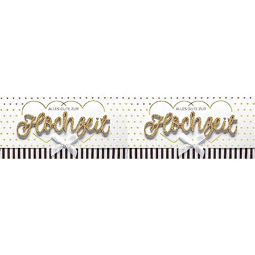 Perleberg - einzigartige Hochzeitskarte mit Lettering Surprise -wunderschöne Glückwunschkarte 11 x 22 cm, Karte zur Hochzeit mit Umschlag in weiß, hochwertige & besondere Hochzeitskarten,Packung mit 2 von Perleberg