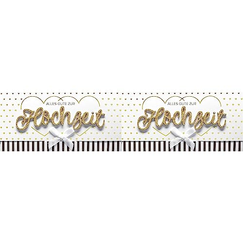 Perleberg - einzigartige Hochzeitskarte mit Lettering Surprise -wunderschöne Glückwunschkarte 11 x 22 cm, Karte zur Hochzeit mit Umschlag in weiß, hochwertige & besondere Hochzeitskarten,Packung mit 2 von Perleberg