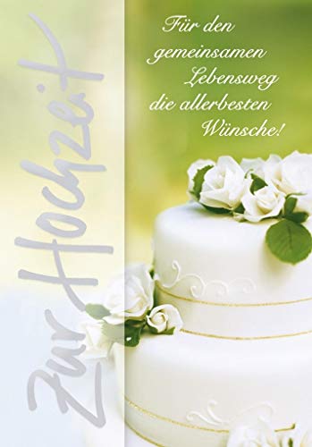 Perleberg einzigartige Hochzeitskarte mit Torten Motiv wunderschöne Glückwunschkarte 11,6 x 16,6 cm Karte zur Hochzeit mit Umschlag in weiß hochwertige & besondere Hochzeit 7910004-2 von Perleberg