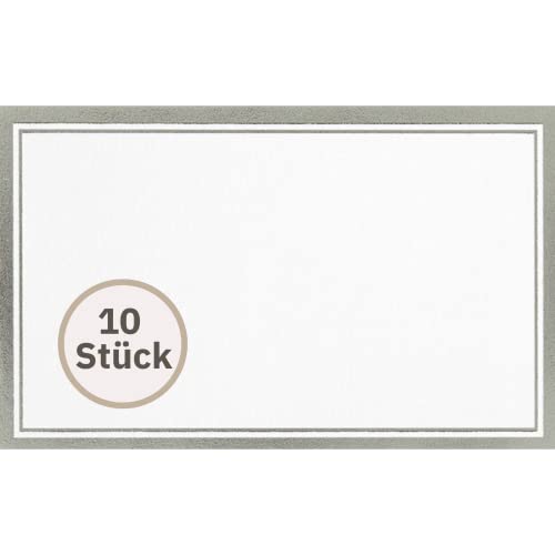Perleberg - hochwertige Tischkarten im 10er Pack - Tischkarte zur Hochzeit - Tischkärtchen für Taufe & Geburtstag - edle Namensschilder mit Silber-Rahmen - Platzkarten aus Naturkarton 5,5 x 9,5cm Perleberg - hochwertige Tischkarten im 10er Pack - Tischkarte zur Hochzeit - Tischkärtchen für Taufe & Geburtstag - edle Namensschilder mit Silber-Rahmen - Platzkarten aus Naturkarton 5,5 x 9,5cm von Perleberg