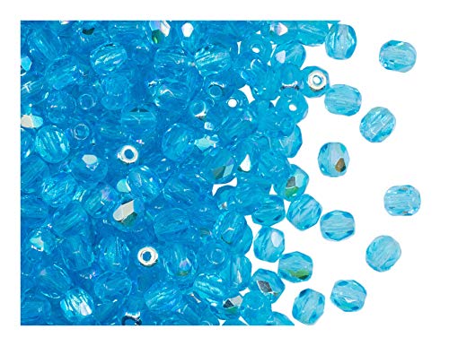 100 Stück Tschechische Facettierten Glasperlen, Fire-Polished, Rund 4 mm, Aquamarine Light Blue AB 100 Stück Tschechische Facettierten Glasperlen, Fire-Polished, Rund 4 mm, Aquamarine Light Blue AB von Perlen Fire-Polished 4mm