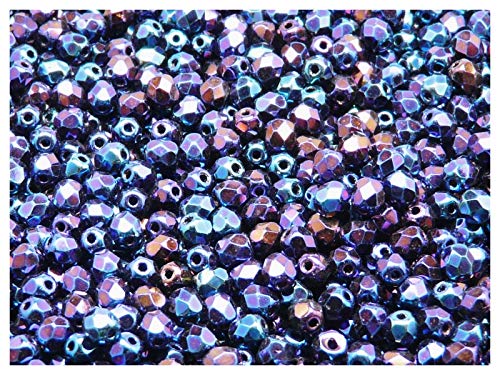 100 Stück Tschechische Facettierten Glasperlen Fire-Polished Rund 4 mm, Jet Blue Iris 100 Stück Tschechische Facettierten Glasperlen Fire-Polished Rund 4 mm, Jet Blue Iris von Perlen Fire-Polished 4mm