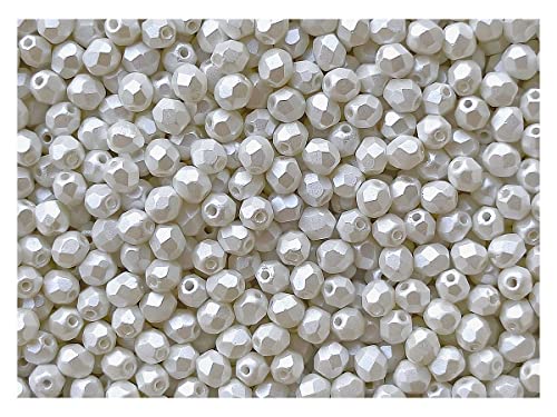 100 Stück Tschechische Facettierten Glasperlen Fire-Polished Rund 4 mm, Pastel White 100 Stück Tschechische Facettierten Glasperlen Fire-Polished Rund 4 mm, Pastel White von Perlen Fire-Polished 4mm