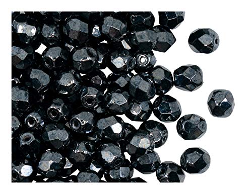 50 Stück Tschechische Facettierten Glasperlen Fire-Polished Rund 6 mm, Jet Hematite 50 Stück Tschechische Facettierten Glasperlen Fire-Polished Rund 6 mm, Jet Hematite von Perlen Fire-Polished 6mm