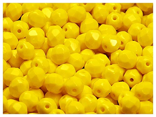 50 Stück Tschechische Facettierten Glasperlen Fire-Polished Rund 6 mm, Yellow Opaque 50 Stück Tschechische Facettierten Glasperlen Fire-Polished Rund 6 mm, Yellow Opaque von Perlen Fire-Polished 6mm
