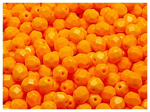 50 Stück Tschechische Facettierten Glasperlen Fire-Polished Rund 6 mm Opaque Orange von Perlen Fire-Polished 6mm