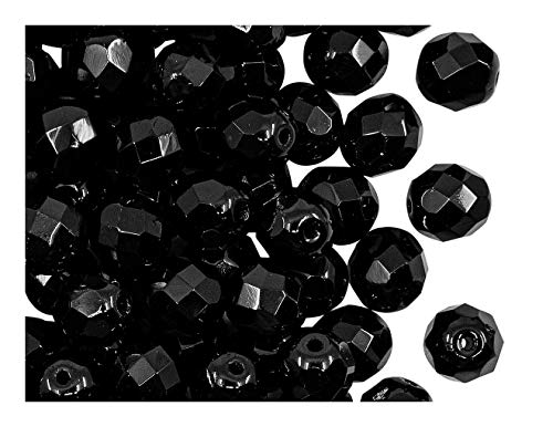 25 Stьck Tschechische Facettierten Glasperlen Fire-Polished Rund 8 mm, Jet Black von Perlen Fire-Polished 8 mm