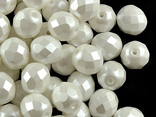 25 Stück Tschechische Facettierten Glasperlen Fire-Polished Rund 8 mm, Pastel White 25 Stück Tschechische Facettierten Glasperlen Fire-Polished Rund 8 mm, Pastel White von Perlen Fire-Polished 8 mm