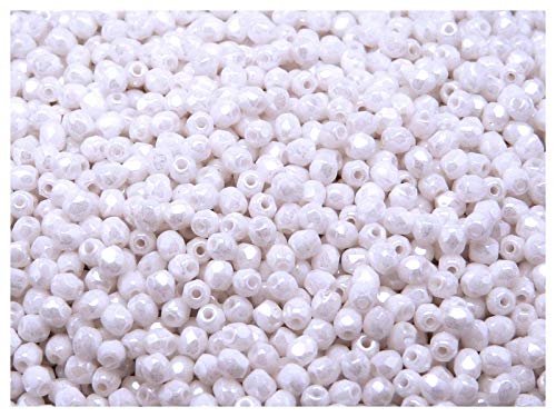 100 Stück Tschechische Facettierten Glasperlen Fire-Polished Rund 3 mm, Chalk White White Luster 100 Stück Tschechische Facettierten Glasperlen Fire-Polished Rund 3 mm, Chalk White White Luster von Perlen Fire-Polished