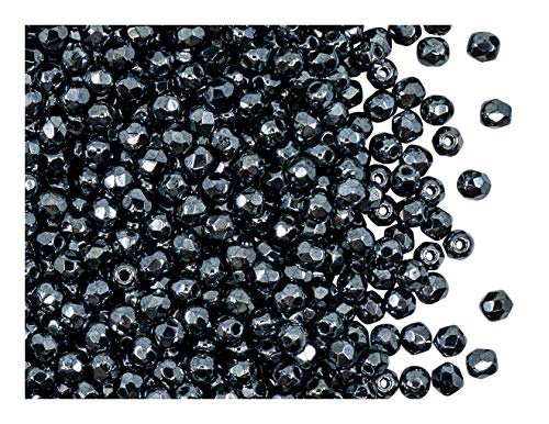 100 Stück Tschechische Facettierten Glasperlen Fire-Polished Rund 3 mm, Jet Hematite 100 Stück Tschechische Facettierten Glasperlen Fire-Polished Rund 3 mm, Jet Hematite von Perlen Fire-Polished