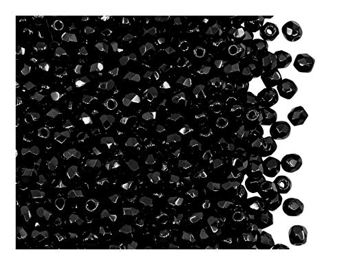600 Stück Tschechische facettiert Glasperlen, Fire-Polished, Rund 3mm, Jet Black von Perlen Fire-Polished