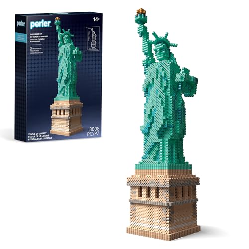Perler 80-57235 Freiheitsstatue 3D-Geschmolzenes Bastelset, 10,2 cm B x 44,5 cm H, mehrfarbig, 8008 Teile von Perler