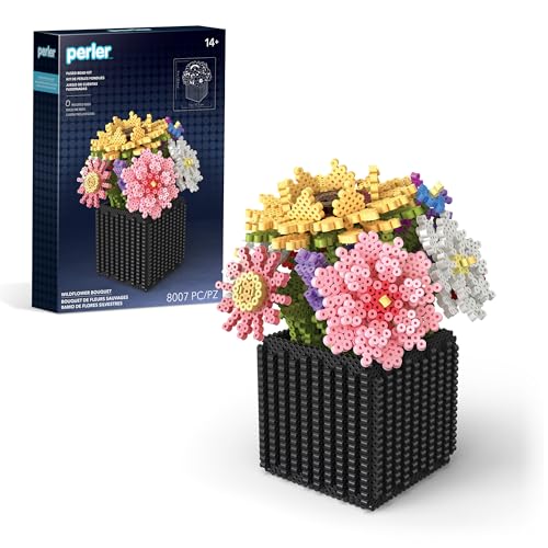 Perler 80-57239 Wildblumenstrauß, 3D-geschmolzene, Bastelset, mehrfarbig, 8007 Teile von Perler