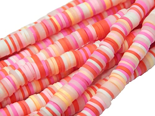 1 Strang Heishi Perlen, Polymer Clay Perlen, aus Vinyl, Heishi Scheiben 6mm, Heishi Perlen 6mm, 400 Stk. Heishi Perlen Strang (Farbmix-4) von Perlin