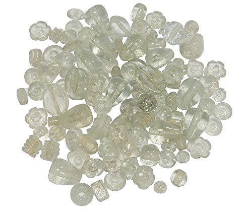 1 kg Glasperlen Indian Große Perlen Weiss Set Silberfolie Lampwork Fancy Dekoperlen Rund Oval Tropfen Perlenset Bastelset Für Schmuck zur Schmuckherstellung von Halsketten DIY Basteln Design (1000) von Perlin
