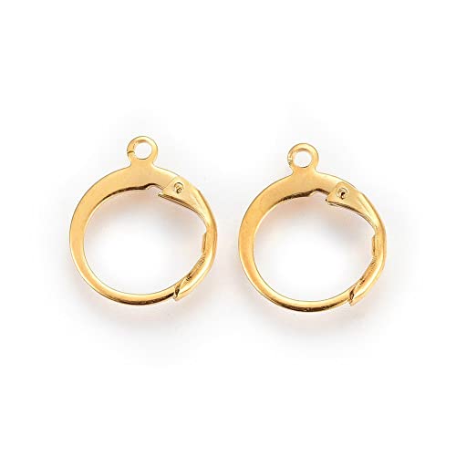 10 Stück Ohrhaken Edelstahl, Ring Ohrstecker, echt 24 Karat vergoldet, Ohrringe Klapp Brisuren Ohrhänger Rund Ohr-Verschluss Klappbügel Ohrringhaken 10 Stück Ohrhaken Edelstahl, Ring Ohrstecker, echt 24 Karat vergoldet, Ohrringe Klapp Brisuren Ohrhänger Rund Ohr-Verschluss Klappbügel Ohrringhaken von Perlin