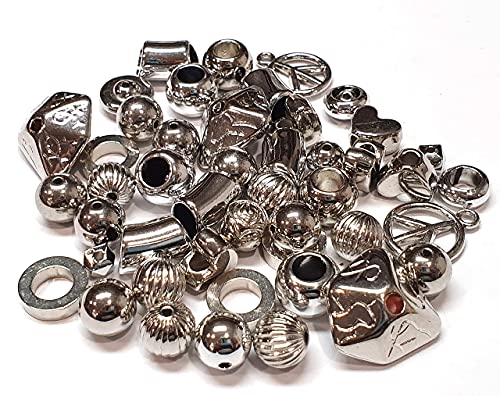 100 Stück, Anhänger Perlenkappen Mix Kunststoffperlen Luxus CCB Acryl Perlen, Poliert Silber farbe set, Spacer, Zwischenteile, Zwischenperlen von Perlin