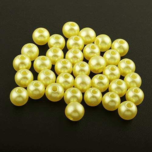 100 Wachsperlen 6mm Kunststoff Acryl Perlen Tischdeko Hochzeit Perlen Streudeko Perlmutt Perlensterne Basteln Wachs-Perlen (Gelb) von Perlin
