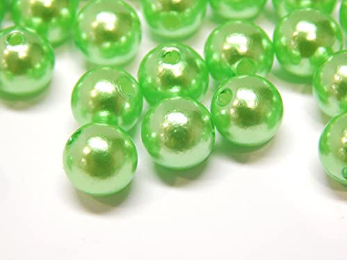 100 Wachsperlen 6mm Kunststoff Acryl Perlen Tischdeko Hochzeit Perlen Streudeko Perlmutt Perlensterne Basteln Wachs-Perlen (Grün) von Perlin