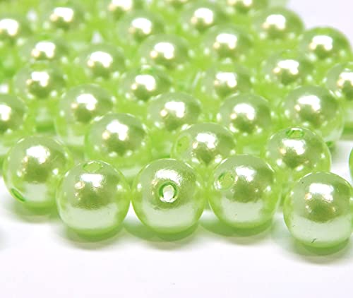 100 Wachsperlen 6mm Kunststoff Acryl Perlen Tischdeko Hochzeit Perlen Streudeko Perlmutt Perlensterne Basteln Wachs-Perlen (Grün Peridot) von Perlin