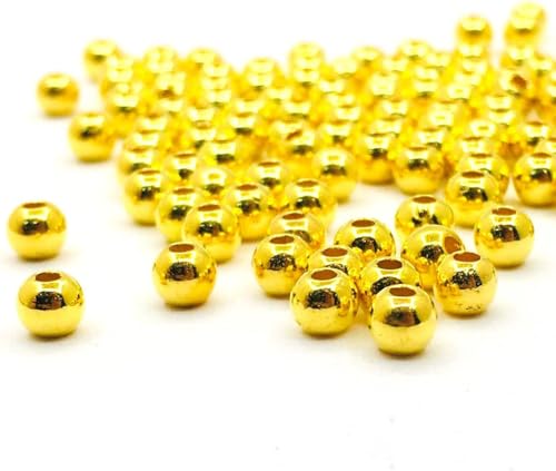 1000stk Kunststoffperlen Luxus Metallische Gold Acrylperlen 4mm Rund Plastik Perlen Lose Perle zum Auffädeln Kugelperlen Kleine Abstandshalter Für Armband Halskette Schmuck DIY Handwerk von Perlin