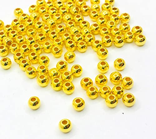 1000stk Kunststoffperlen Luxus Metallische Gold Acrylperlen 4mm Rund Plastik Perlen Lose Perle zum Auffädeln für Deko Basteln Schmuck von Perlin