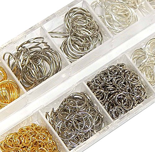 1000stk Ösen Binderinge Biegeringe Altsilber Öse 5mm 8mm 10mm 12mm Verbinder Offen Ringe Verbindungsringe Kettenzubehör Schmuckteile Basteln Set DIY M84 von Perlin