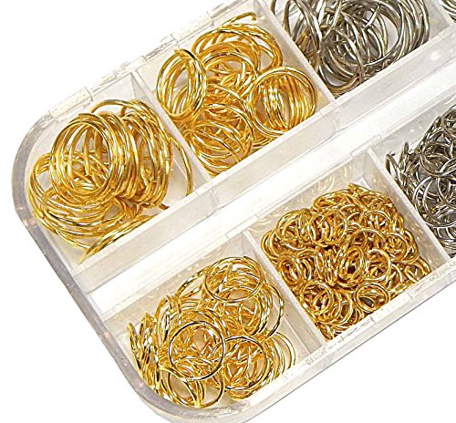 1000stk Ösen Binderinge Biegeringe Gold Öse 5mm 8mm 10mm 12mm x 0,7mm Verbinder Offen Ringe Verbindungsringe Kettenzubehör Schmuckteile Basteln Set DIY M82 von Perlin