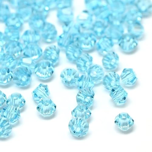 100X Preciosa Böhmische Kristallperlen 3mm Doppelkegel Tschechische Perlen Glasschliffperlen Glasperlen Bicone Beads (Aquamarine) von Perlin