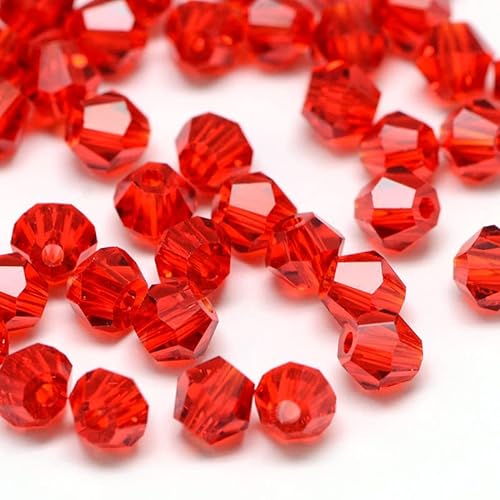 100X Preciosa Böhmische Kristallperlen 3mm Doppelkegel Tschechische Perlen Glasschliffperlen Glasperlen Bicone Beads (Rot) von Perlin
