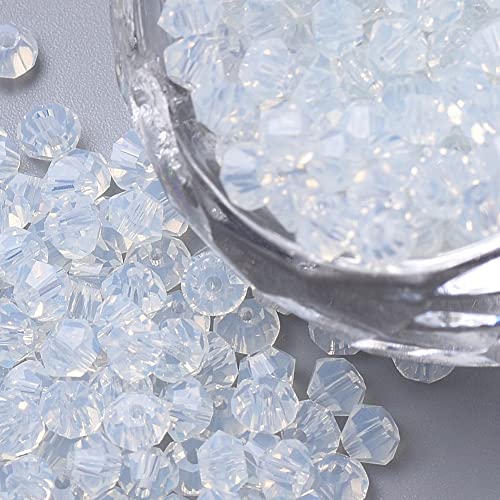 100X Preciosa Böhmische Kristallperlen 3mm Doppelkegel Tschechische Perlen Glasschliffperlen Glasperlen Bicone Beads (Weiss Opal) von Perlin