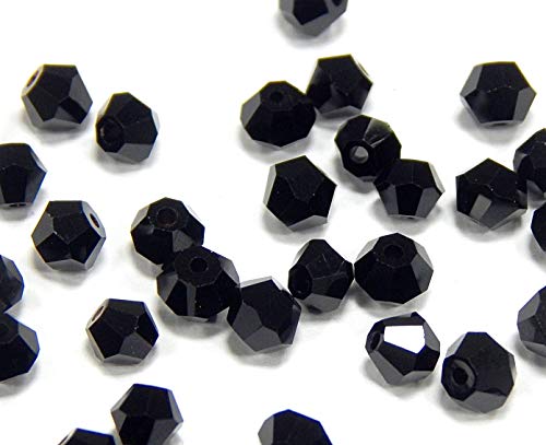 100X Preciosa Böhmische Kristallperlen 3mm Doppelkegel Tschechische Perlen Glasschliffperlen Glasperlen Druckperlen (Schwarz Jet) von Perlin