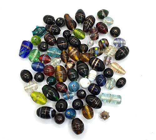 100g Glasperlen Mix Indian Glas Perlen Beads Silberfolie Lampwork Rund Oval Neu Farbe Bunt Perlenset Bastelset Für Schmuck zur Schmuckherstellung (100) von Perlin