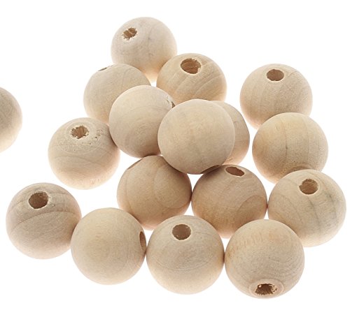 100stk Holzperlen 18mm Natur Holzkugeln Zwischenperlen Farblos Unbehandeltem Rund Holz Perlen zum Fädeln Schmuckherstellung Natural Wooden Beads H126 von Perlin