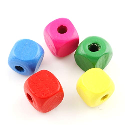 100stk Holzwürfel Holzperlen 10mm Bunt Mix Farbe zum auffädeln Würfel zum Basteln 3mm mit loch Spacer Perlen für DIY Schmuck Arts Crafts Halskette von Perlin