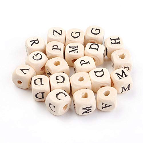 100stk Natur Holz Buchstabenwürfel Holzperlen 10mm Holzwürfel Perlen zum Basteln 4mm großes loch Zwischenperlen Farblos Unbehandeltem von Perlin